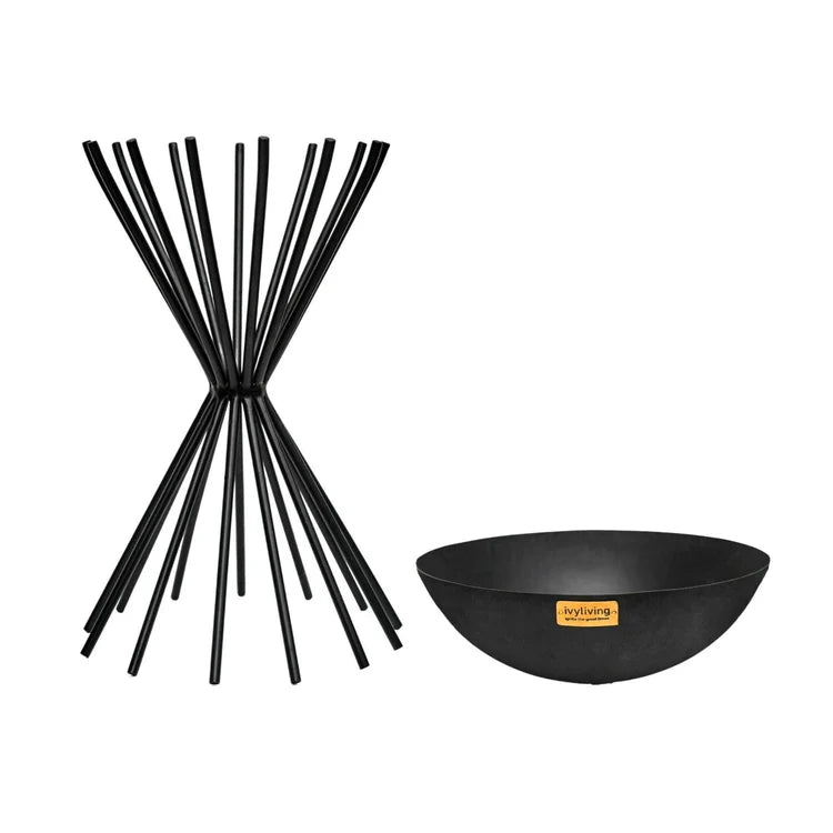 Dakota Large Garden Fire Pit/Bowl Black Metal - Frost Resistant UV Stable Quality Home Decor Garden & Outdoor Living and Gifts
