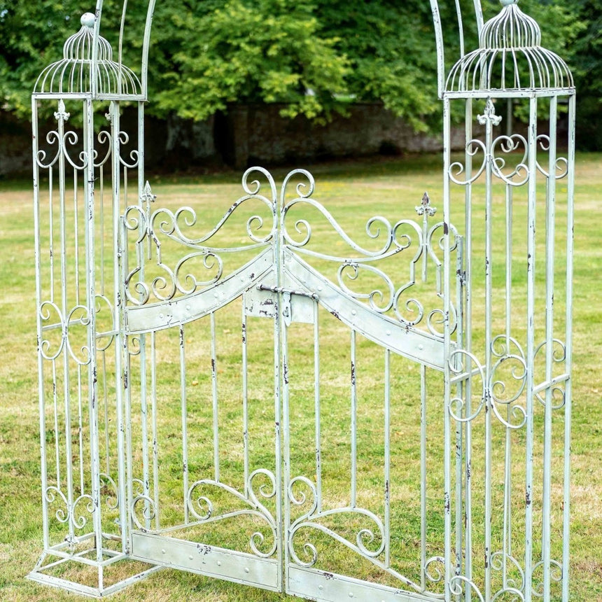 Decorative Garden Arch With Gates - Antique Green Quality Home Decor Garden & Outdoor Living and Gifts