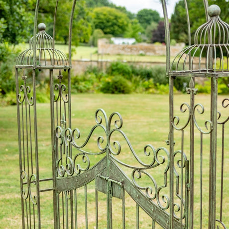 Decorative Garden Arch With Gates - Green Rusty Finish Quality Home Decor Garden & Outdoor Living and Gifts