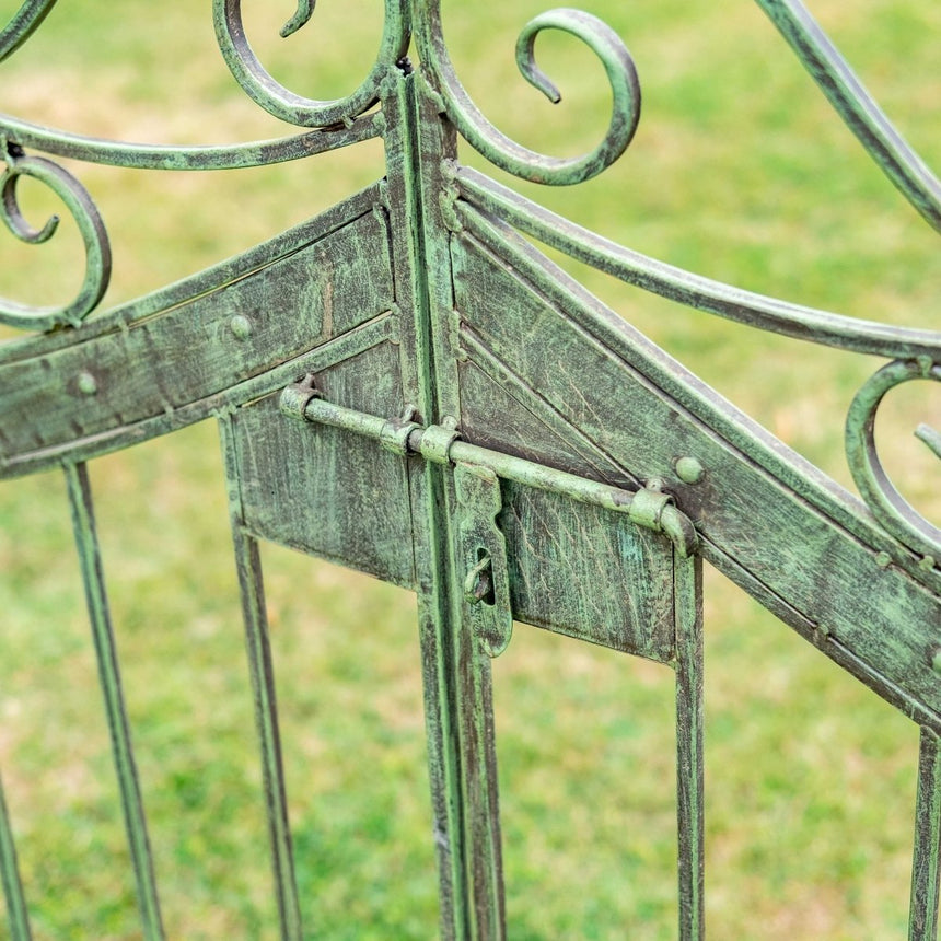 Decorative Garden Arch With Gates - Green Rusty Finish Quality Home Decor Garden & Outdoor Living and Gifts