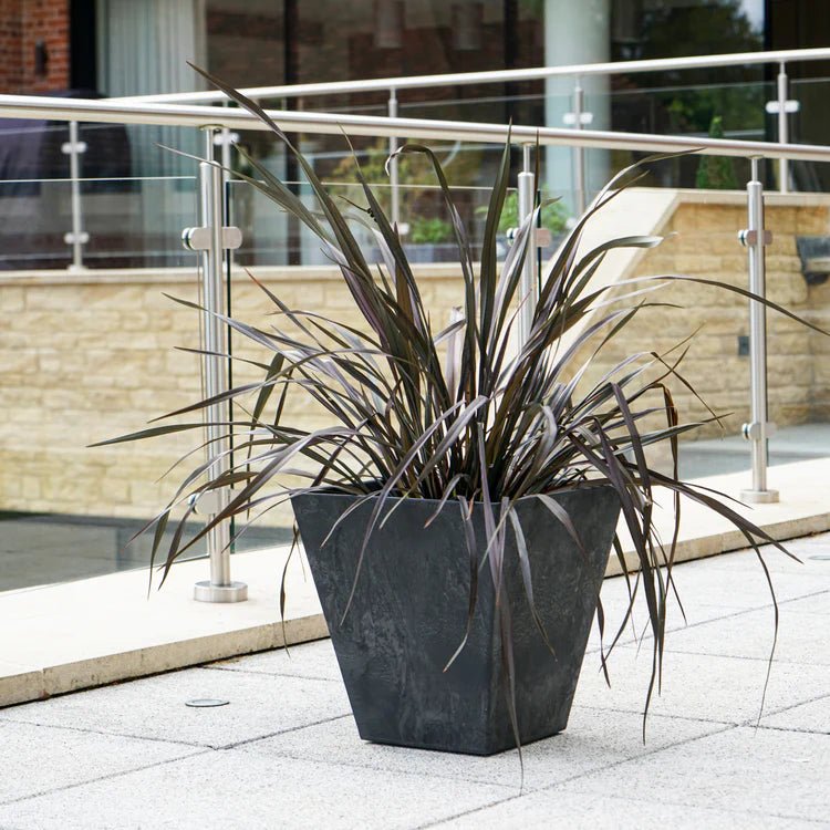 Ella Outdoor Large Planter Black Stone Finish - Frost Resistant UV Stable Built - in Drainage Quality Home Decor Garden & Outdoor Living and Gifts