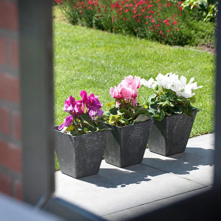 Ella Outdoor Medium Planter Black Stone Finish - Frost Resistant, Built - in Drainage Quality Home Decor Garden & Outdoor Living and Gifts