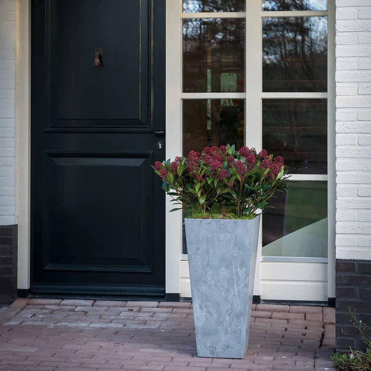 Ella Outdoor Vase/High Planter Grey Stone Finish - Tall Large, Frost Resistant, Lightweight Quality Home Decor Garden & Outdoor Living and Gifts