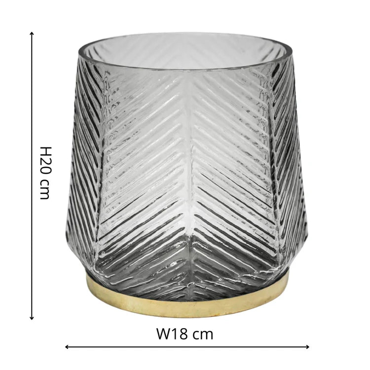 Embossed Votive Glass Candle Holder - Clear Grey With Tapered Neck Luxury Home Decor Garden & Outdoor And Gifts