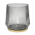 Embossed Votive Glass Candle Holder - Clear Grey With Tapered Neck Luxury Home Decor Garden & Outdoor And Gifts