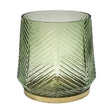 Embossed Votive Glass Candle Holder - Forest Green With Tapered Neck Luxury Home Decor Garden & Outdoor And Gifts