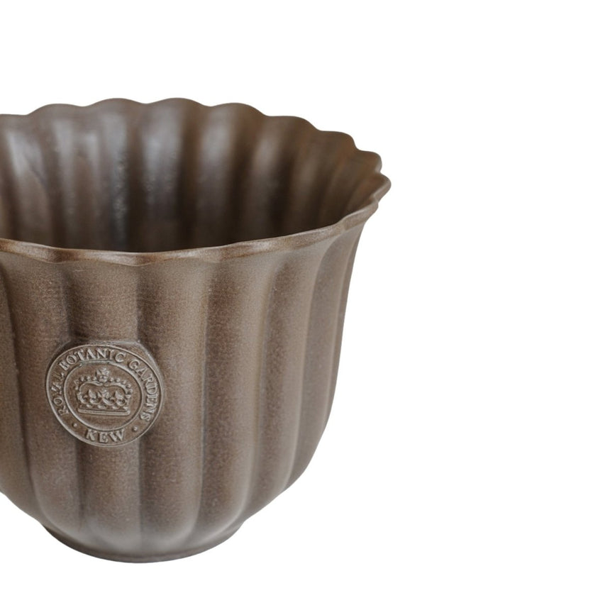 Extra Large Kew Gardens Ceramic Indoor Planter - Mocha Brown Fluted Tulip Design Luxury Home Decor Garden & Outdoor And Gifts