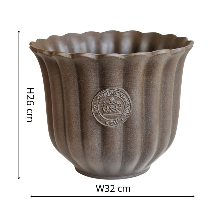 Extra Large Kew Gardens Ceramic Indoor Planter - Mocha Brown Fluted Tulip Design Luxury Home Decor Garden & Outdoor And Gifts