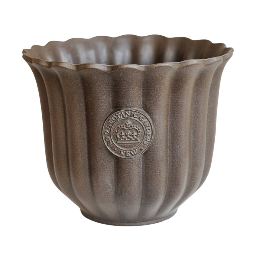 Extra Large Kew Gardens Ceramic Indoor Planter - Mocha Brown Fluted Tulip Design Luxury Home Decor Garden & Outdoor And Gifts