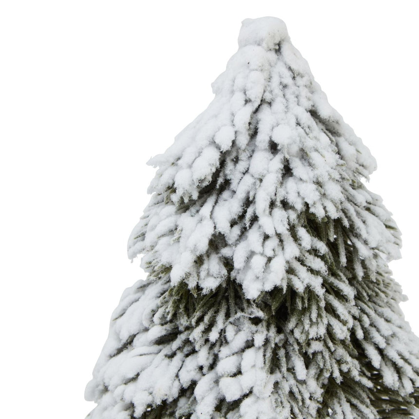 Forest Collection - Snow Clad Cedar Tree Decoration Ornament on Wood Block Stand - Large 40cm Tall Luxury Home Decor Garden & Outdoor And Gifts
