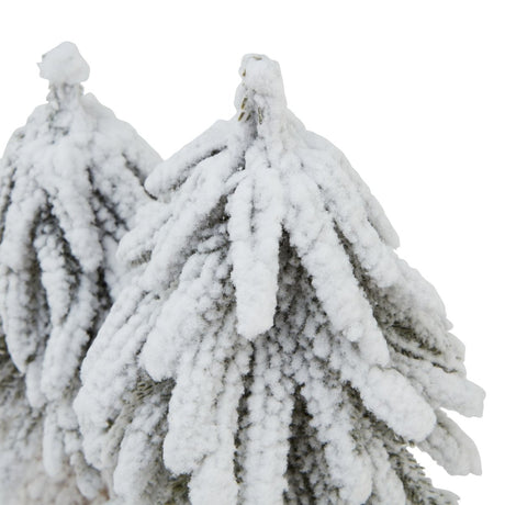 Forest Collection - Snow Clad Pair of Fir Trees In Wood Log - Decoration Ornament - Small 28cm Tall Luxury Home Decor Garden & Outdoor And Gifts