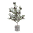 Forest Collection - Snow Covered Fir Tree With Pinecones In Wood Log Decoration Ornament - Small 30cm Tall Luxury Home Decor Garden & Outdoor And Gifts