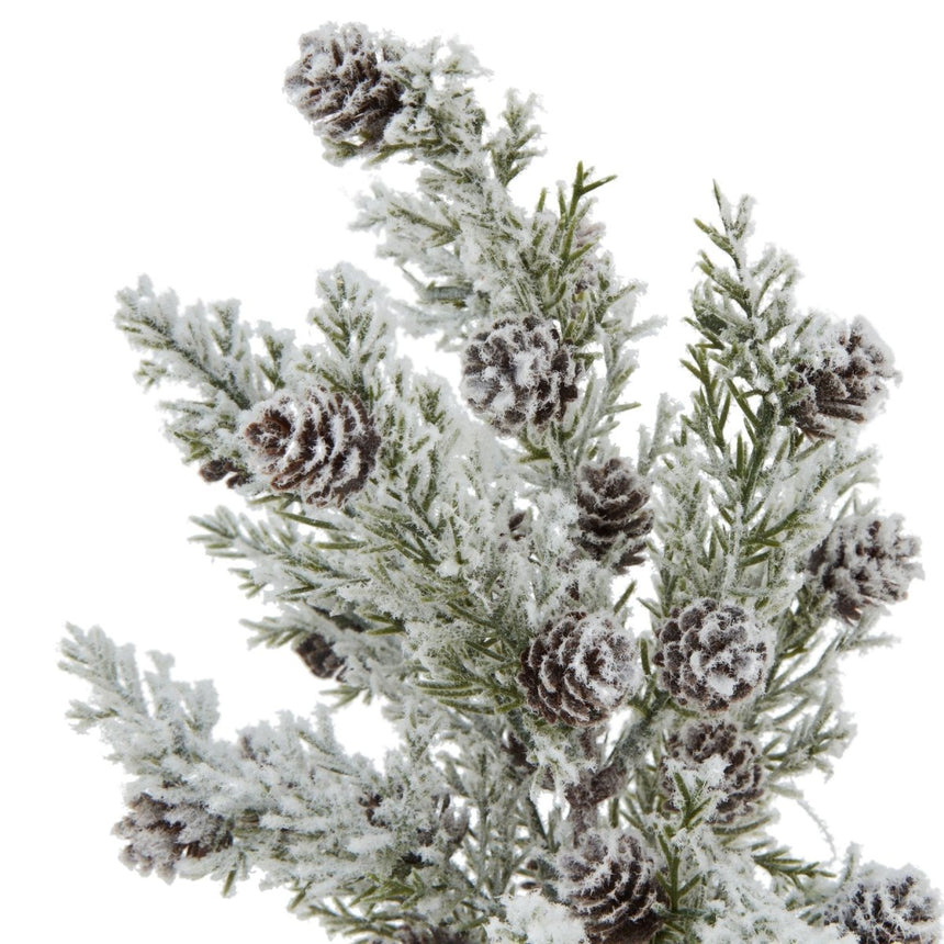 Forest Collection - Snow Covered Fir Tree With Pinecones In Wood Log Decoration Ornament - Small 30cm Tall Luxury Home Decor Garden & Outdoor And Gifts