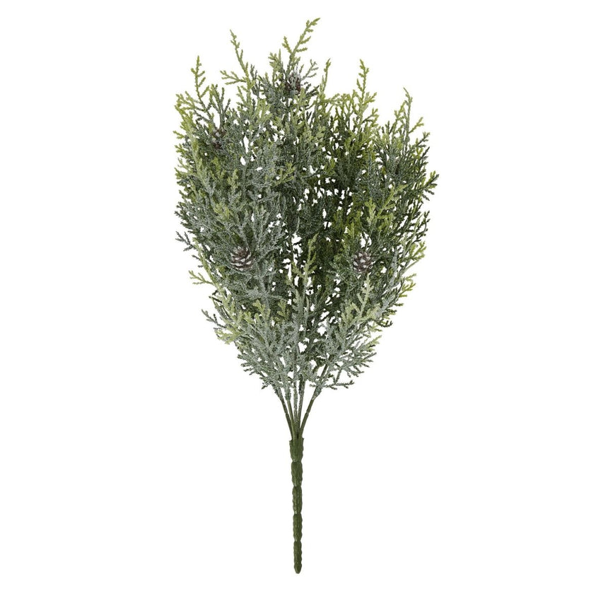 Frosted Pine Spray With Pinecones - Realistic Artificial Flower Single Stem Luxury Home Decor Garden & Outdoor And Gifts