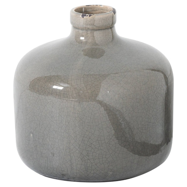 Garda Grey Glazed Eve Squat Body Vase - Glazed Ceramic Vases UK Luxury Home Decor Garden & Outdoor And Gifts