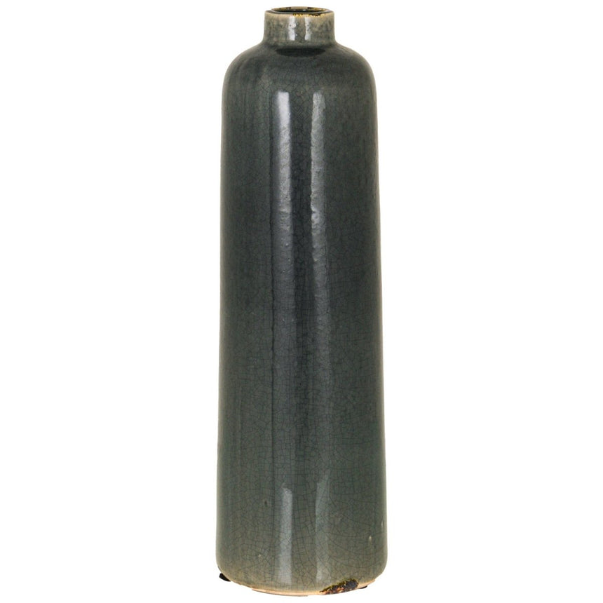 Garda Grey Slim Neck Glazed Raine Vase - Glazed Ceramic Vases UK Luxury Home Decor Garden & Outdoor And Gifts