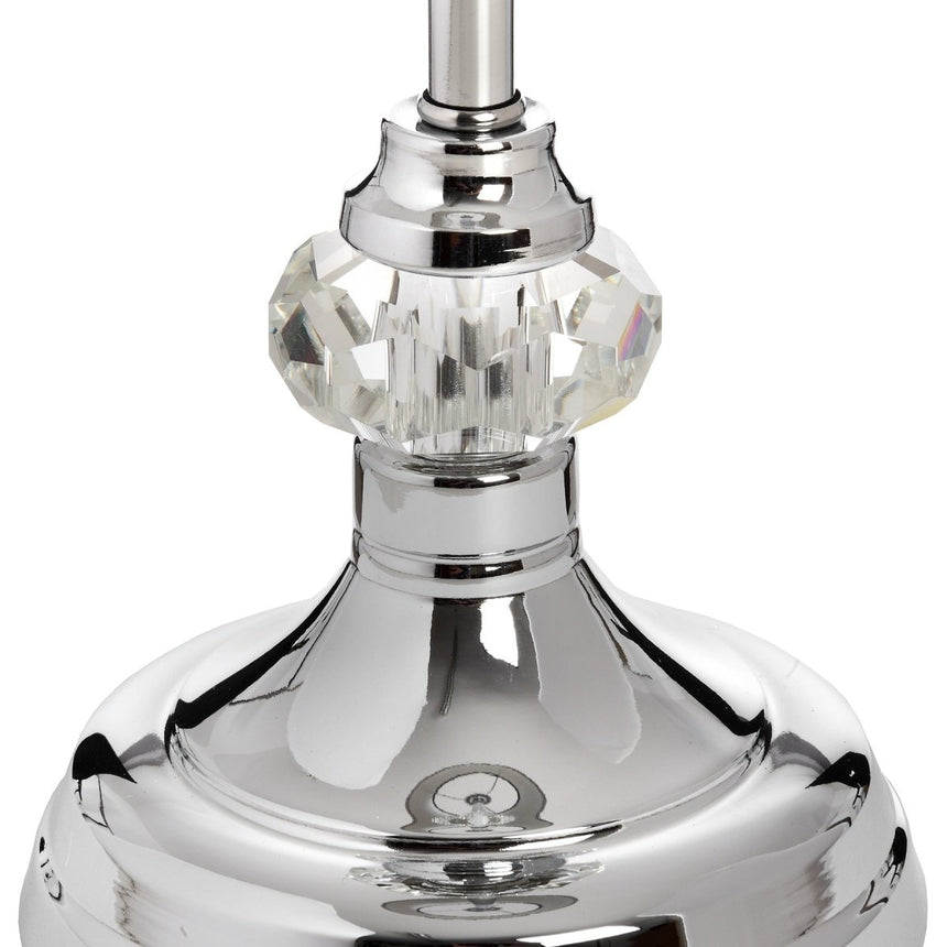 Genoa Hand - Cut Glass Chrome Table Lamp & Grey & White Herringbone Shade - Stylish Table Lamps UK Luxury Home Decor Garden & Outdoor And Gifts
