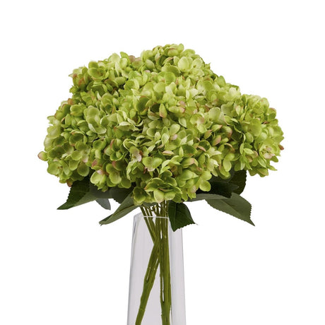 Green Hydrangea Bunch - Realistic Artificial Flower Single Stem Luxury Home Decor Garden & Outdoor And Gifts