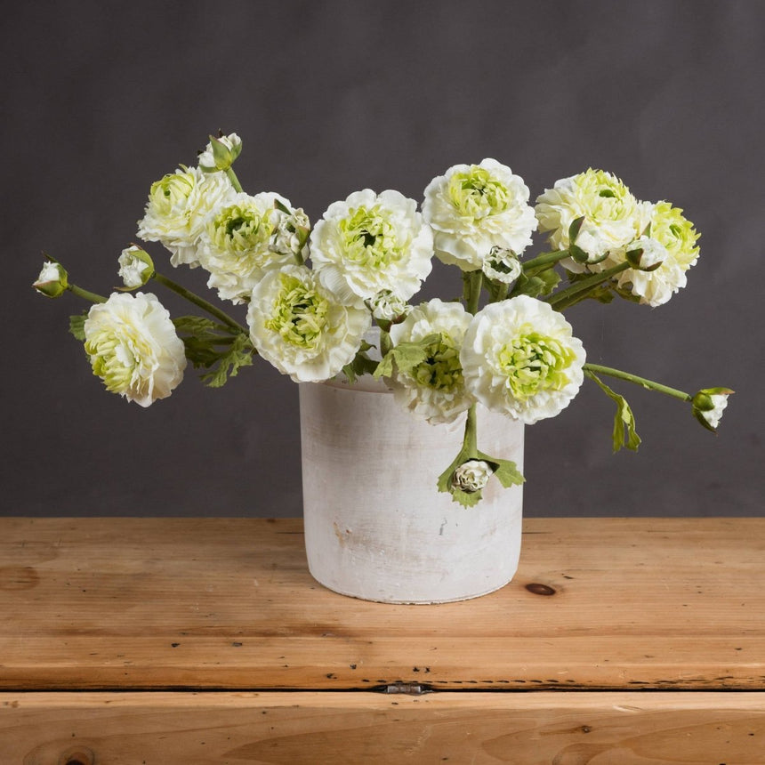 Green Ranunculus Spray - Realistic Artificial Flower Single Stem Luxury Home Decor Garden & Outdoor And Gifts