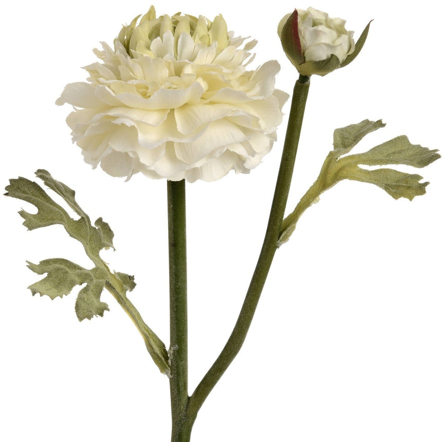 Green Ranunculus Spray - Realistic Artificial Flower Single Stem Luxury Home Decor Garden & Outdoor And Gifts