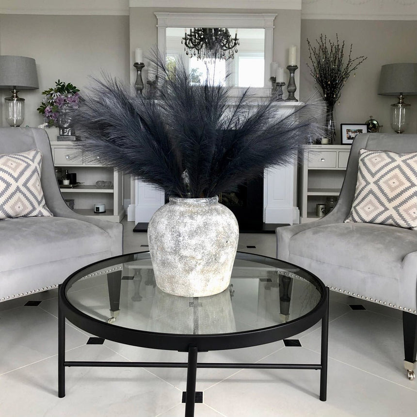 Grey Large Faux Pampas Grass - Best Artificial Flower Single Stem Luxury Home Decor Garden & Outdoor And Gifts