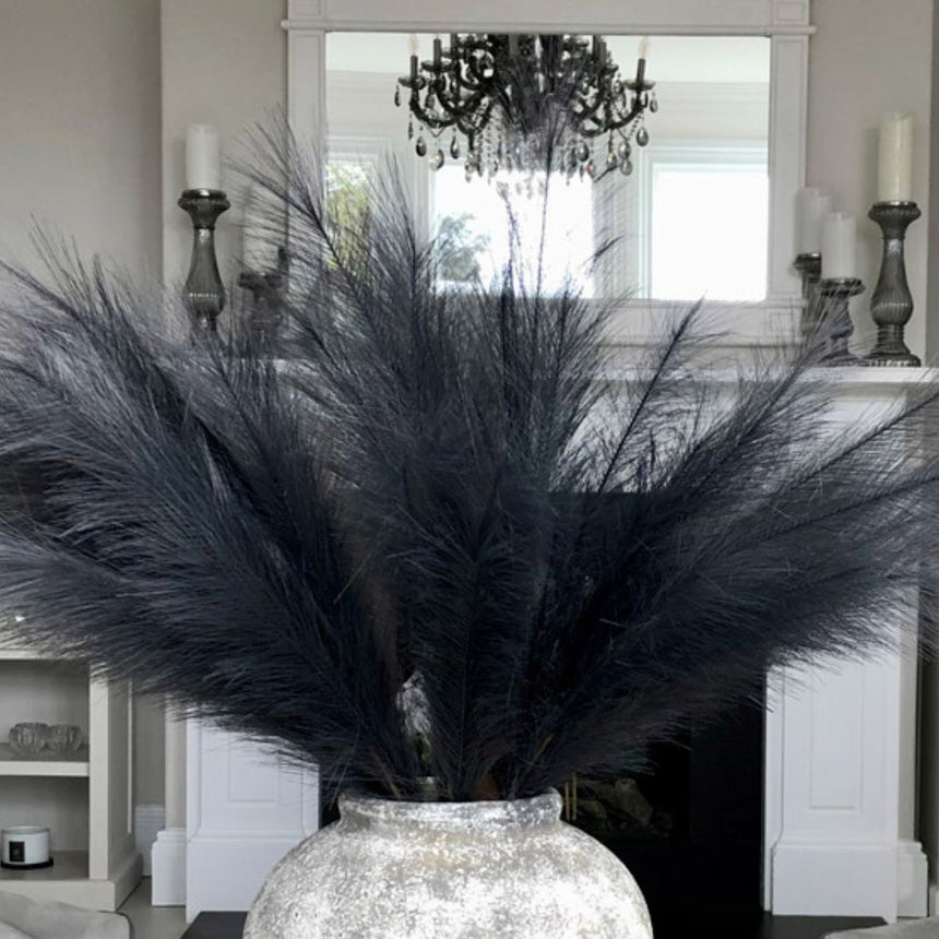 Grey Large Faux Pampas Grass - Best Artificial Flower Single Stem Luxury Home Decor Garden & Outdoor And Gifts