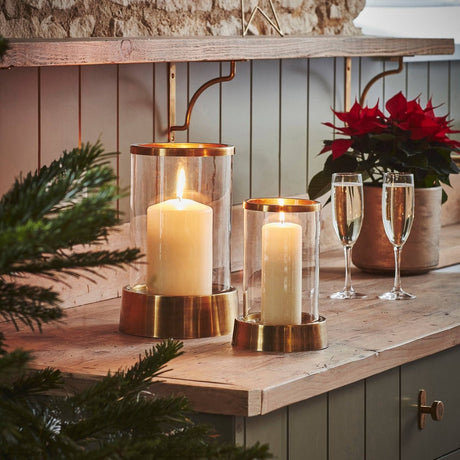 Hampton Hurricane Lantern in Antique Brass H28cm W18cm Luxury Home Decor Garden & Outdoor And Gifts
