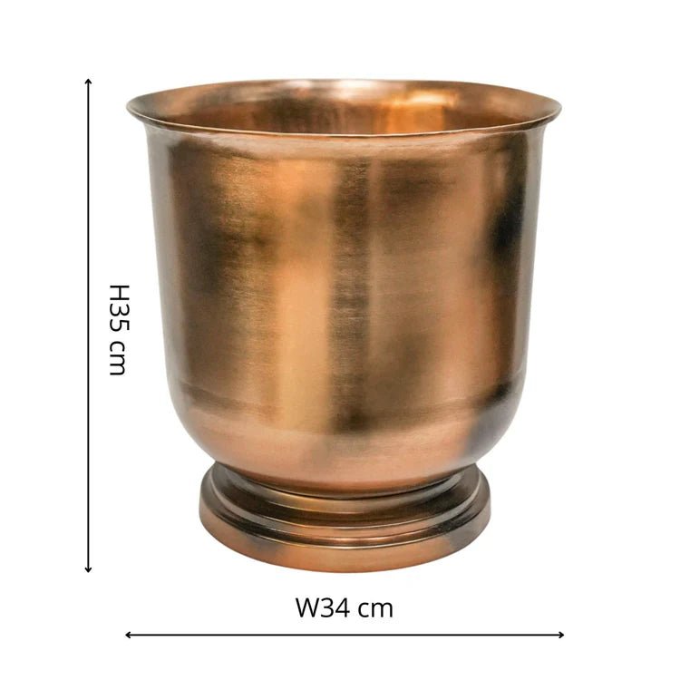 Hampton Small Outdoor Urn Planter Copper Metal - UV Stable Rust Resistant Frost Resistant Quality Home Decor Garden & Outdoor Living and Gifts