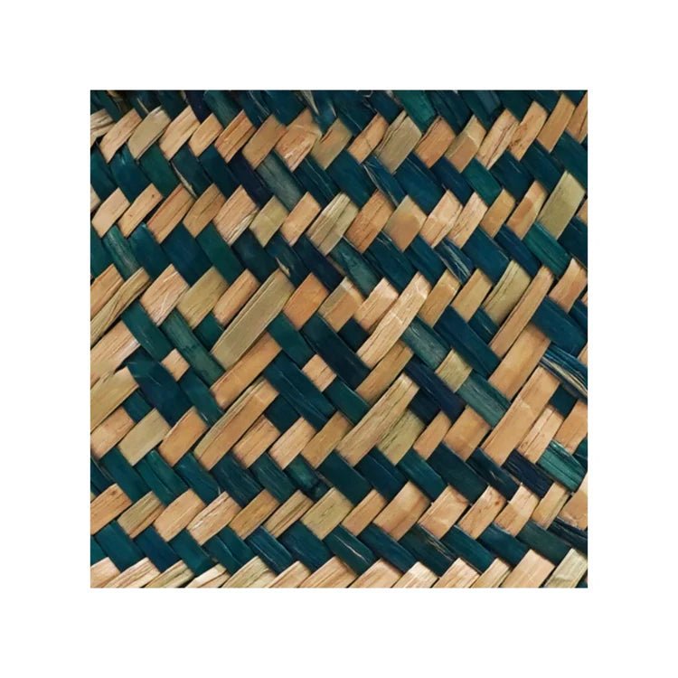Hand Finished Seagrass Indoor Basket Planter or Stylish Storage - Teal Blue Tribal Design Luxury Home Decor Garden & Outdoor And Gifts