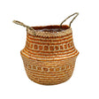 Hand Finished Seagrass Indoor Basket Planter or Stylish Storage - Mustard Orange Tribal Design Luxury Home Decor Garden & Outdoor And Gifts