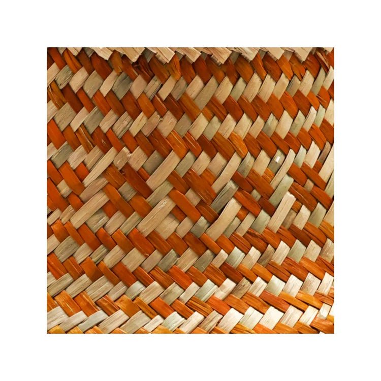 Hand Finished Seagrass Indoor Basket Planter or Stylish Storage - Mustard Orange Tribal Design Luxury Home Decor Garden & Outdoor And Gifts