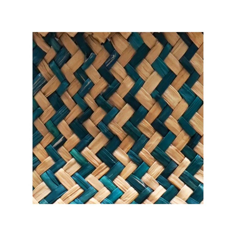Hand Finished Seagrass Indoor Basket Planter or Stylish Storage - Teal Blue Chevron Design Luxury Home Decor Garden & Outdoor And Gifts