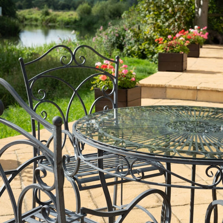 Heritage Garden Furniture Dining Set - 4 Seater Lead Colour Antique Finish Quality Home Decor Garden & Outdoor Living and Gifts