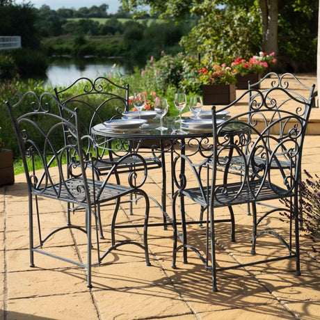 Heritage Garden Furniture Dining Set - 4 Seater Lead Colour Antique Finish Quality Home Decor Garden & Outdoor Living and Gifts