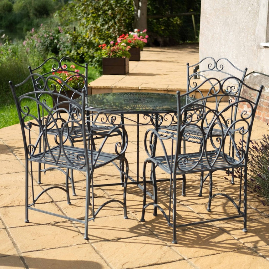 Heritage Garden Furniture Dining Set - 4 Seater Lead Colour Antique Finish Quality Home Decor Garden & Outdoor Living and Gifts