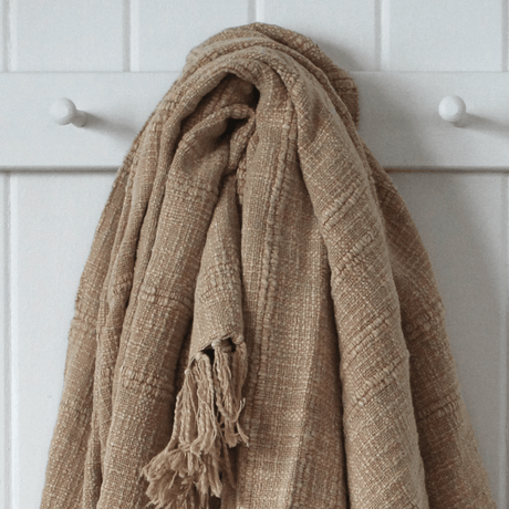 Honey Throw - 100% Cotton, Tasselled Edge, 180x130cm Quality Home Decor Garden & Outdoor Living and Gifts