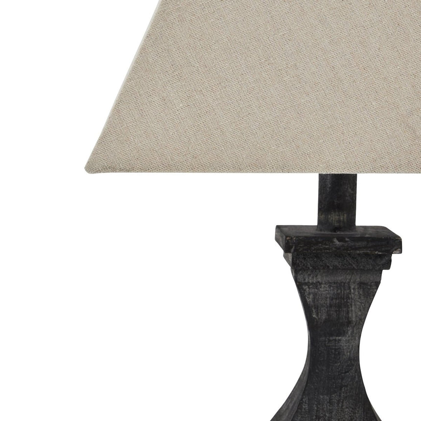 Incia Fluted Grey - Washed Wooden Table Lamp & Linen Shade - Stylish Table Lamps UK Luxury Home Decor Garden & Outdoor And Gifts