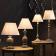 Incia Fluted Grey - Washed Wooden Table Lamp & Linen Shade - Stylish Table Lamps UK Luxury Home Decor Garden & Outdoor And Gifts