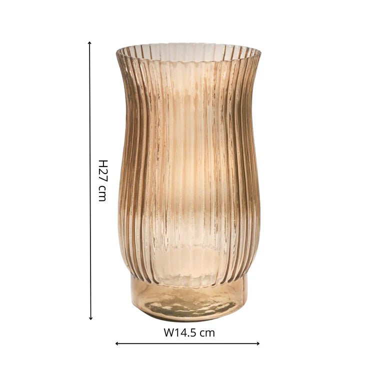 Indoor 1960's Hip & Vogue Ribbed Glass Vase - Apricot Orange Luxury Home Decor Garden & Outdoor And Gifts