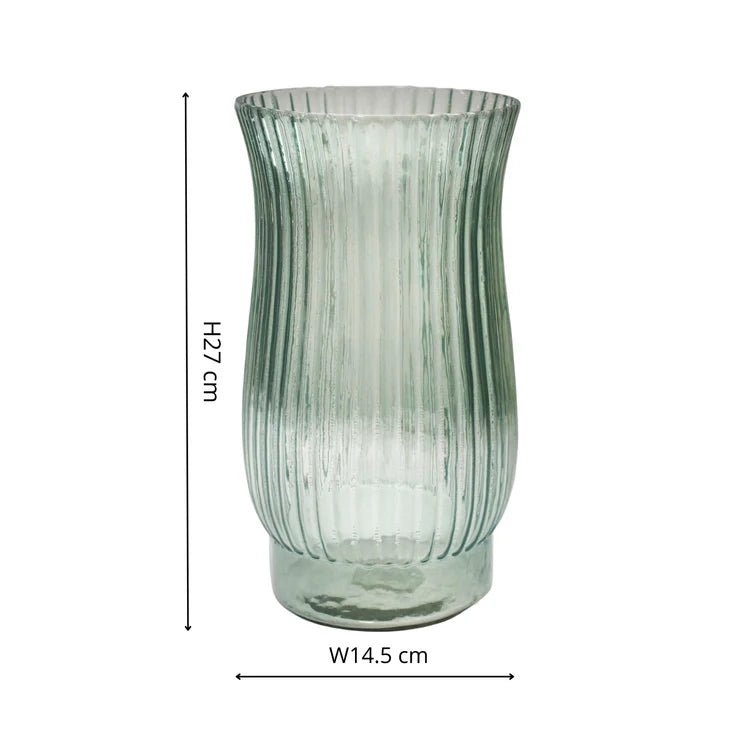 Indoor 1960's Hip & Vogue Ribbed Glass Vase - Sage Green Luxury Home Decor Garden & Outdoor And Gifts