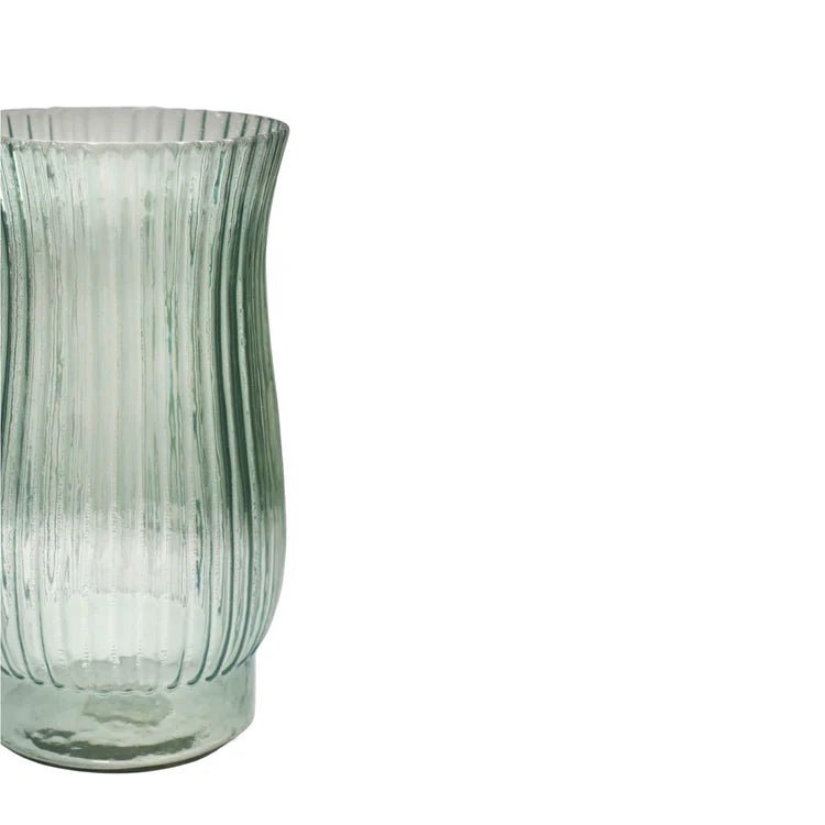 Indoor 1960's Hip & Vogue Ribbed Glass Vase - Sage Green Luxury Home Decor Garden & Outdoor And Gifts