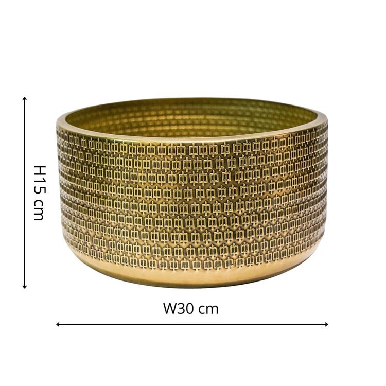 Indoor Gold - Tone Embossed Plant Bowl Luxury Home Decor Garden & Outdoor And Gifts
