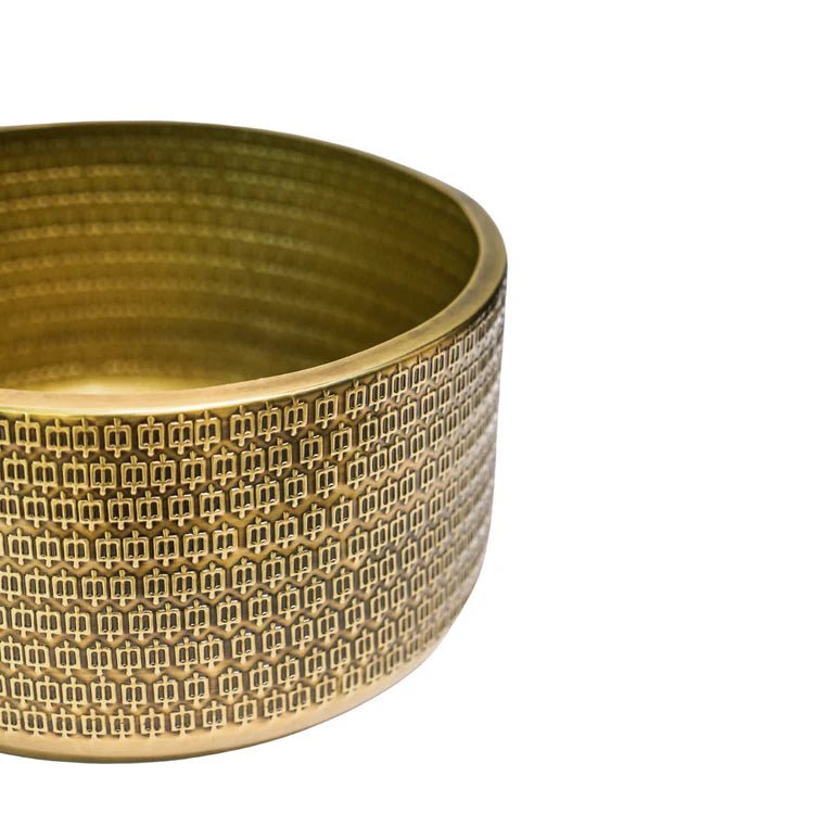Indoor Gold - Tone Embossed Plant Bowl Luxury Home Decor Garden & Outdoor And Gifts