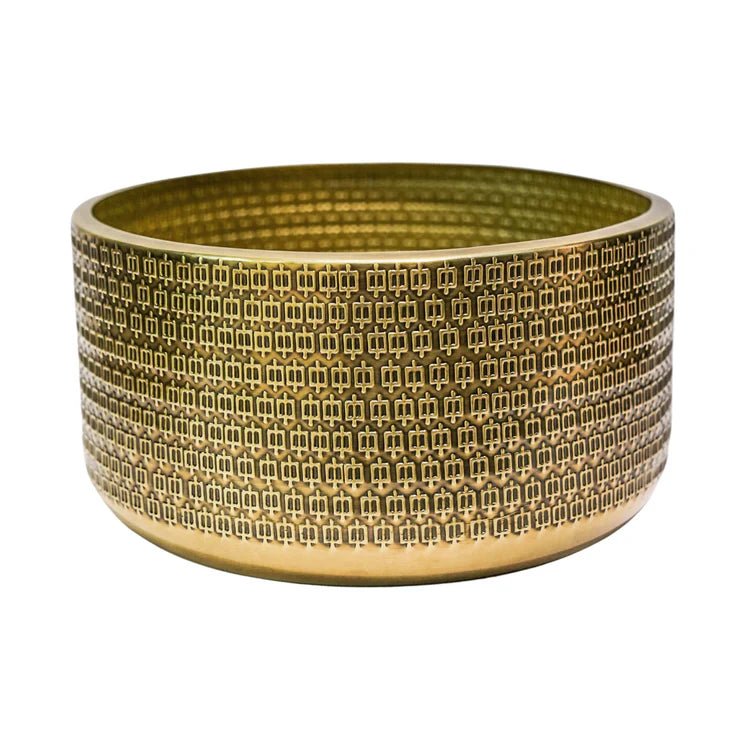 Indoor Gold - Tone Embossed Plant Bowl Luxury Home Decor Garden & Outdoor And Gifts