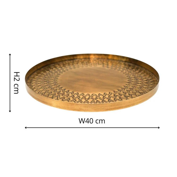 Indoor Gold - Tone Embossed Plant Tray Luxury Home Decor Garden & Outdoor And Gifts