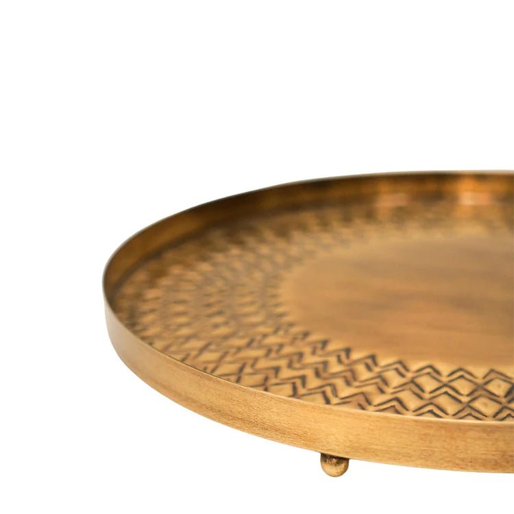 Indoor Gold - Tone Embossed Plant Tray Luxury Home Decor Garden & Outdoor And Gifts