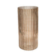 Indoor Sleek & Textured Ribbed Cylinder Glass Vase - Apricot Orange Luxury Home Decor Garden & Outdoor And Gifts