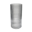 Indoor Sleek & Textured Ribbed Cylinder Glass Vase - Clear Grey Luxury Home Decor Garden & Outdoor And Gifts