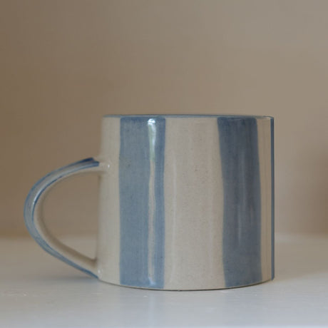 Inky Blue & Milk White Washed Stripe Koko Mug Drinkware - Stoneware, Coastal Style Quality Home Decor Garden & Outdoor Living and Gifts