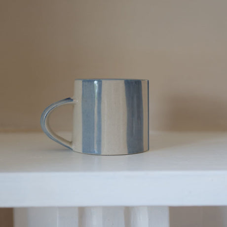 Inky Blue & Milk White Washed Stripe Koko Mug Drinkware - Stoneware, Coastal Style Quality Home Decor Garden & Outdoor Living and Gifts